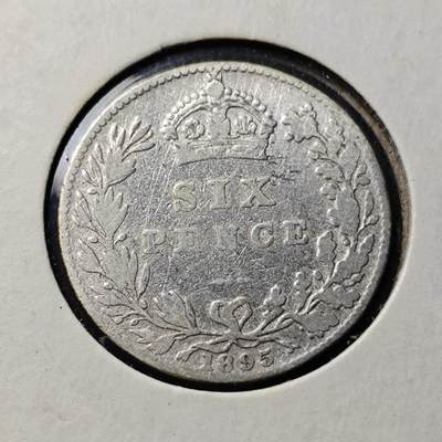 KK钱币收藏小铺  第398期 百期特拍（四拍之二） 2月预留时间 周末发货 -  1895英国维多利亚女王6便士银币