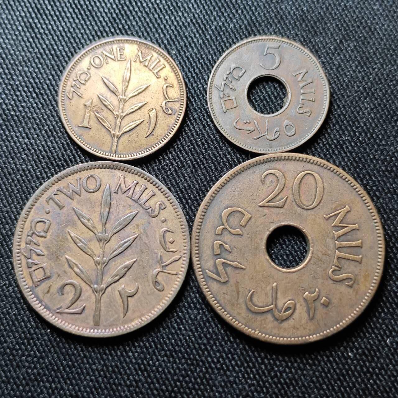 KK钱币收藏小铺  第398期 百期特拍（四拍之二） 2月预留时间 周末发货  巴勒斯坦大小面值一组8枚 含银币镍币铜币！