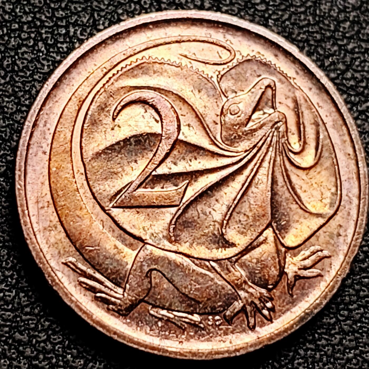 泉币菌-第180场- 精品福利场 1988澳大利亚2分 伞蜥蜴斗篷蜥21.5mm铜币