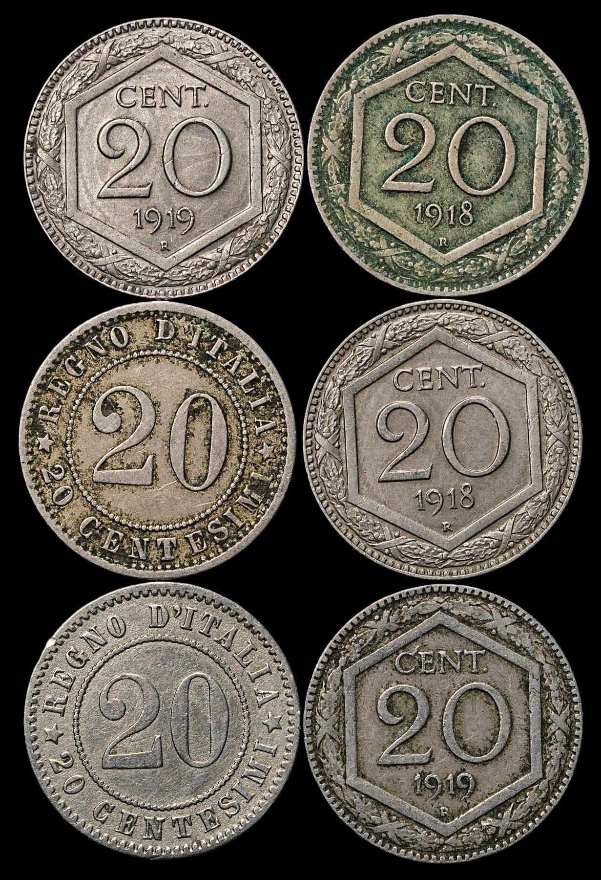 修遠堂世界钱币第103期 意大利20分一组