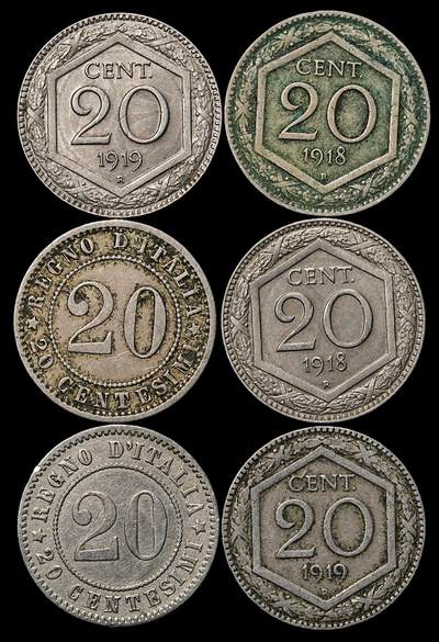 修遠堂世界钱币第103期 - 意大利20分一组