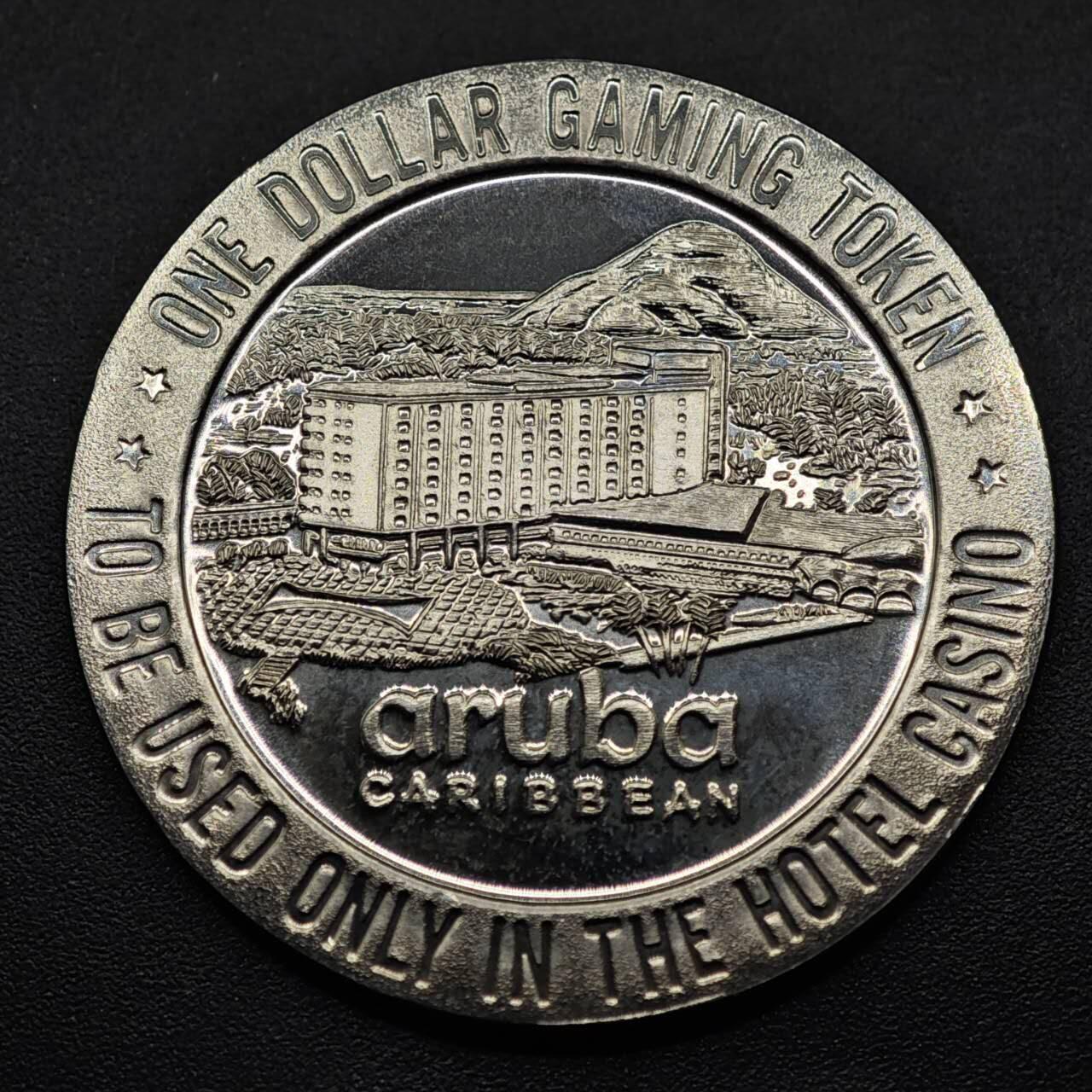 【淘币小摊】限时拍第八百五十八拍  散币场  满百包邮可预留两周  周一统一发货  阿鲁巴1966年加勒比酒店赌场（Hotel and Casino Aruba Caribbean）1美元代币镍币