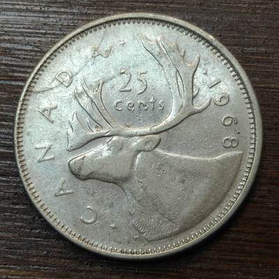 【春节前最后一拍，下一场3.3号】★第139加场★银币专场 不寄存，200包邮。不满200元，支付5元运费。《接受代拍 代送NGC评级》 - 49【无寄存】加拿大 1968年 25分 银币