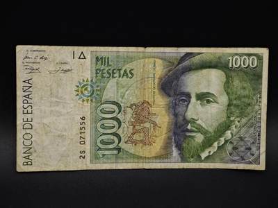 【淘币小摊】实时拍第八百五十九拍   无佣金福利纸币场   满百包邮可预留二周 每周一统一发货   - 西班牙1000比赛塔纸币【有折】