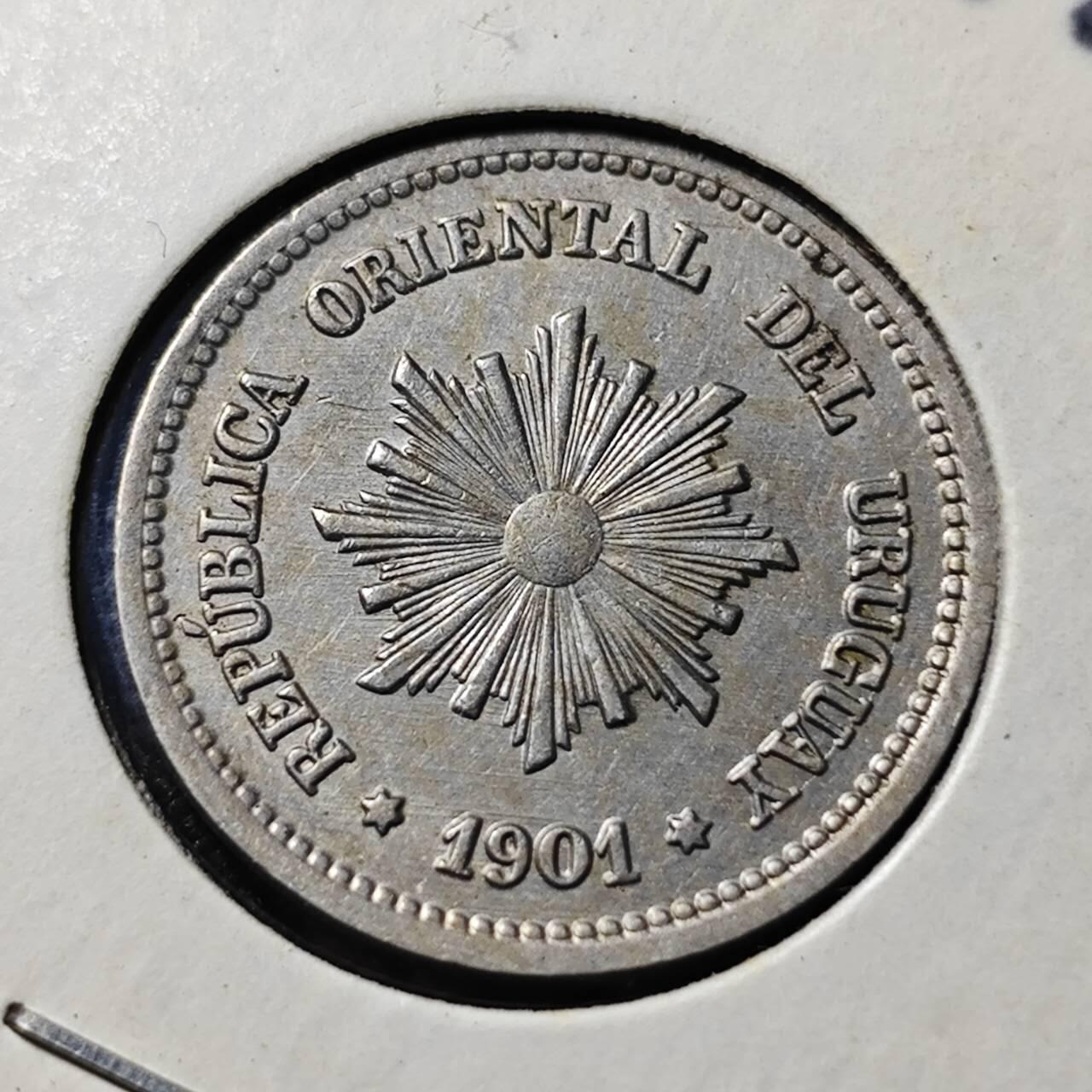 KK钱币收藏小铺  第398期 百期特拍（四拍之二） 2月预留时间 周末发货  1901乌拉圭2分镍币 此版首年