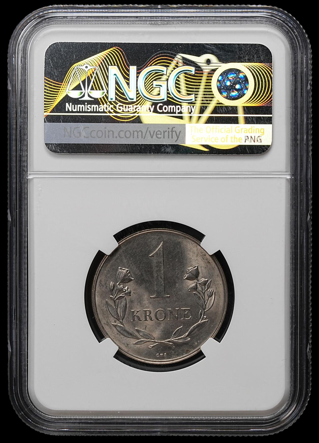 修遠堂世界钱币第103期 NGC MS64 1960年皇家格陵兰贸易公司1克朗