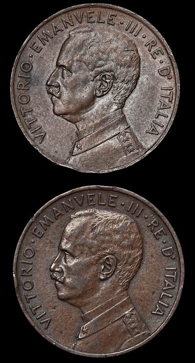 修遠堂世界钱币第103期 - 意大利5分铜币2枚