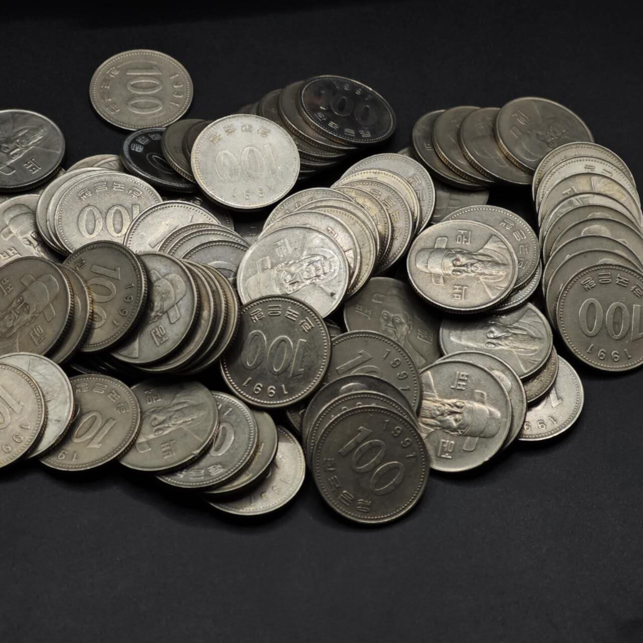 【淘币小摊】限时拍第八百五十八拍  散币场  满百包邮可预留两周  周一统一发货  韩国100元100枚