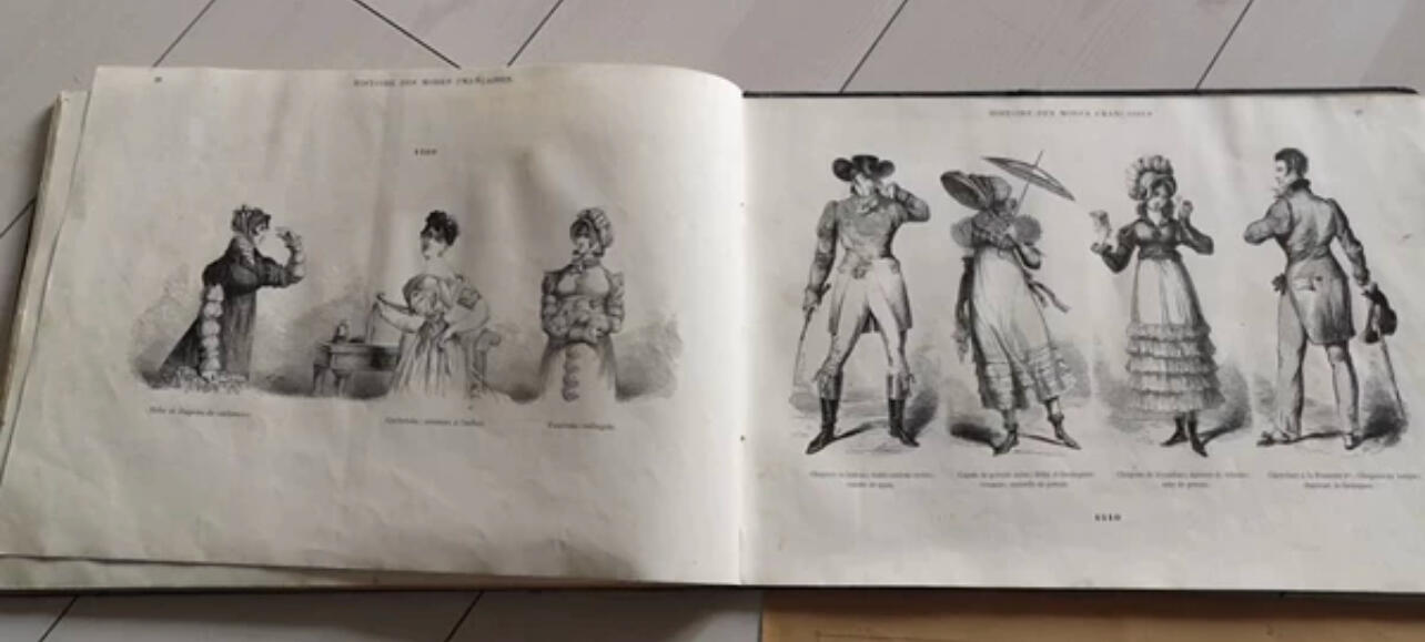 欧洲19世纪法国时尚男女服装设计原版画册老图册书（接受交换朝鲜勋章奖章）