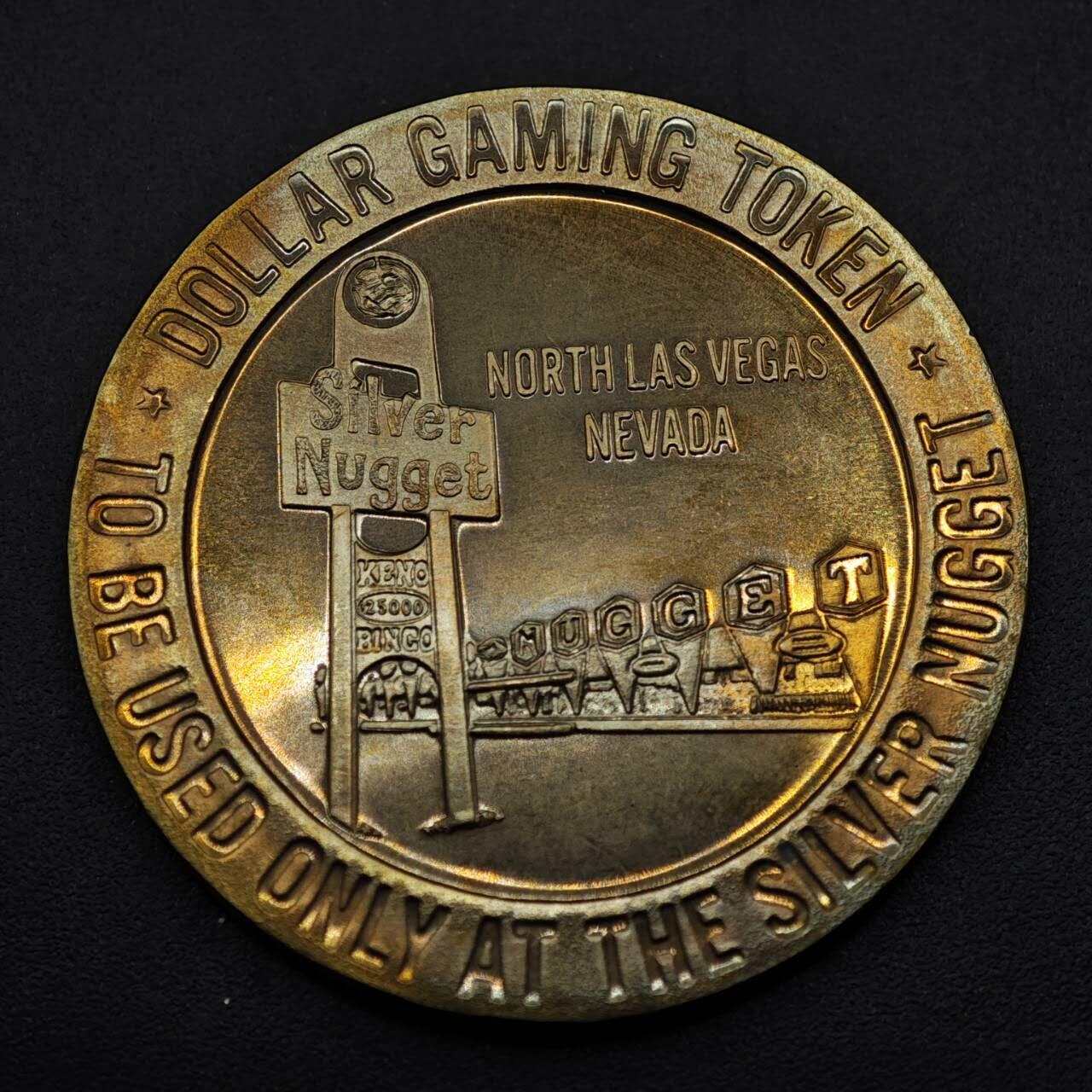 【淘币小摊】限时拍第八百五十八拍  散币场  满百包邮可预留两周  周一统一发货  美国1967年内华达州北拉斯维加斯Silver Nugget1美元代币铜币