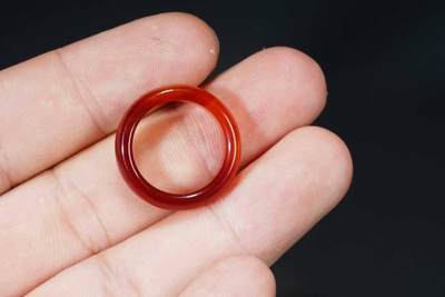 上海都达杂项专场十八（全场包邮） - 天然红玛瑙戒指挂件