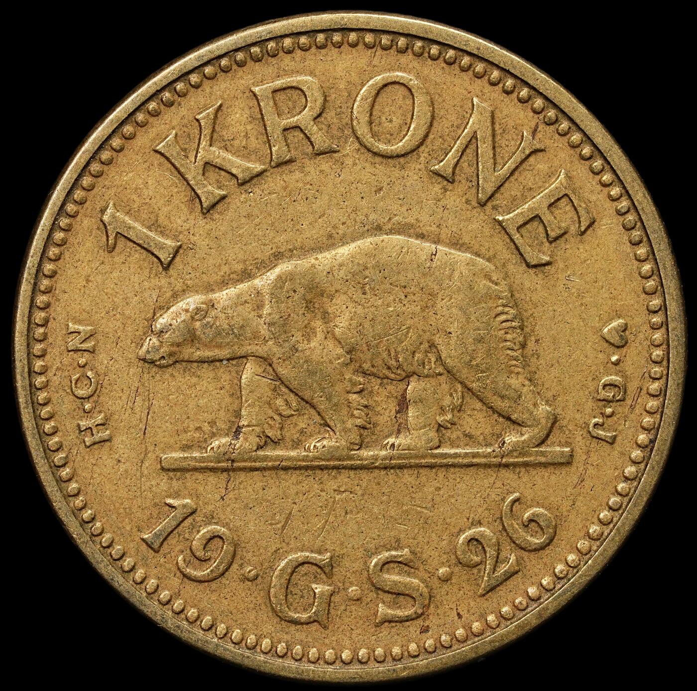 修遠堂世界钱币第103期 1926年格陵兰1克朗