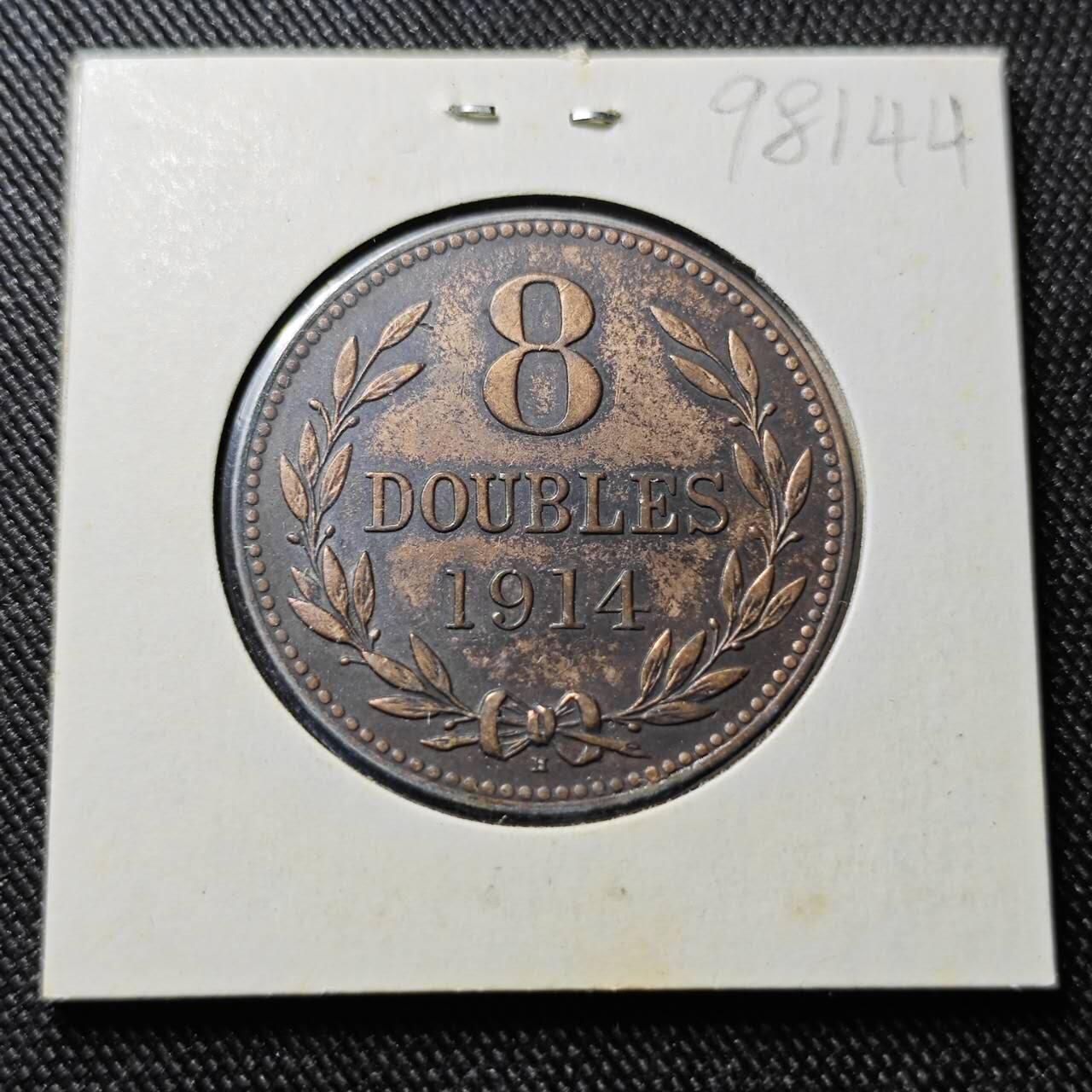 KK钱币收藏小铺  第398期 百期特拍（四拍之二） 2月预留时间 周末发货  1914根西8道布铜币