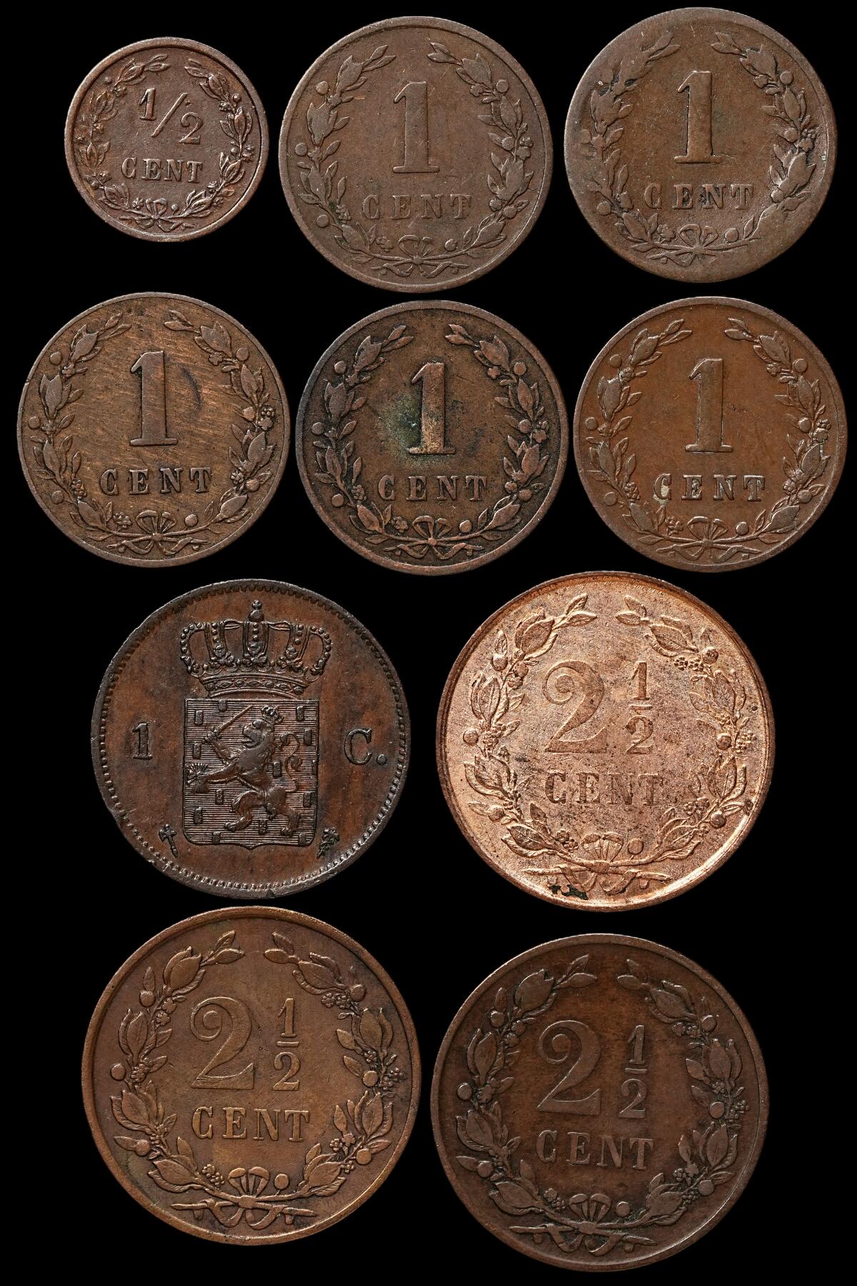 修遠堂世界钱币第103期 19世纪荷兰旧铜币 第一组