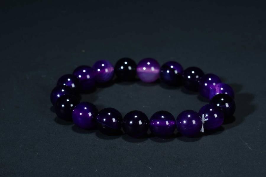 上海都达杂项专场十八（全场包邮） 天然紫玛瑙1.0圆珠手串 附鉴定证书