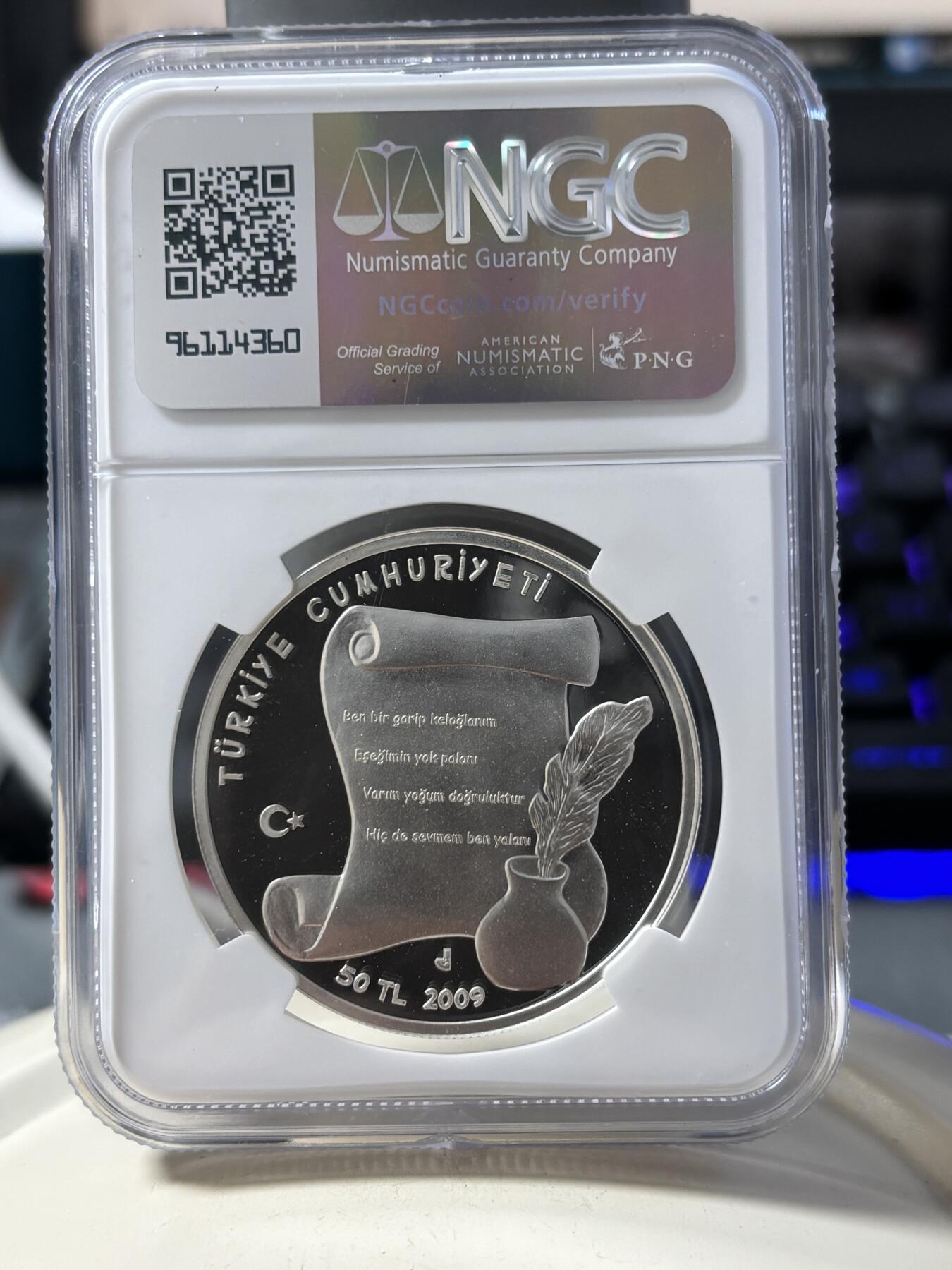 第190期拍卖 2009年土耳其小毛驴纪念银币NGC-PF69  36.8g,925