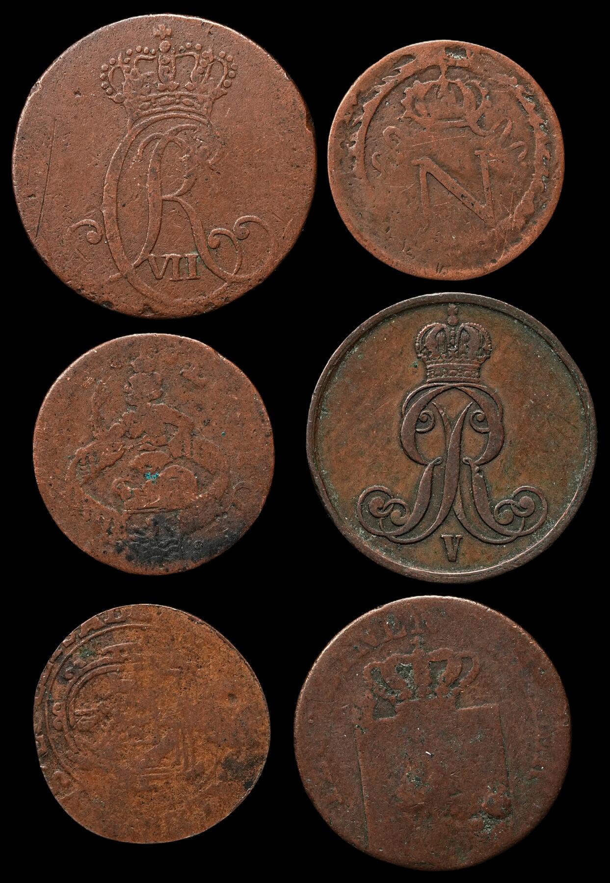 修遠堂世界钱币第103期 德意志邦国等老铜币一组，品弱