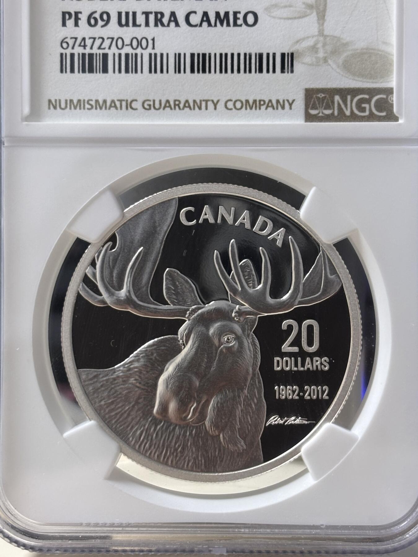 第190期拍卖 2012年加拿大驼鹿纪念银币NGC-PF69，  31.105g,999银