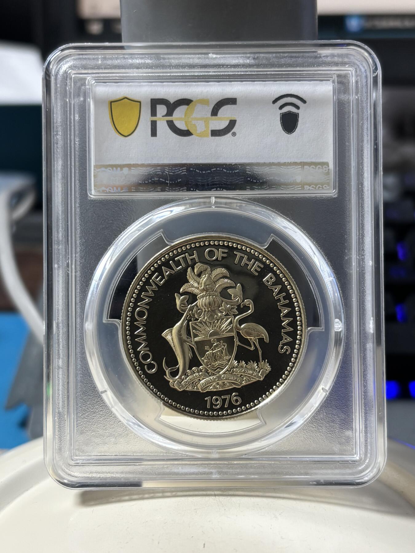 第190期拍卖 1976年巴哈马海螺银币金色自然氧化金色海螺PCGS-PR69  18.14g800银