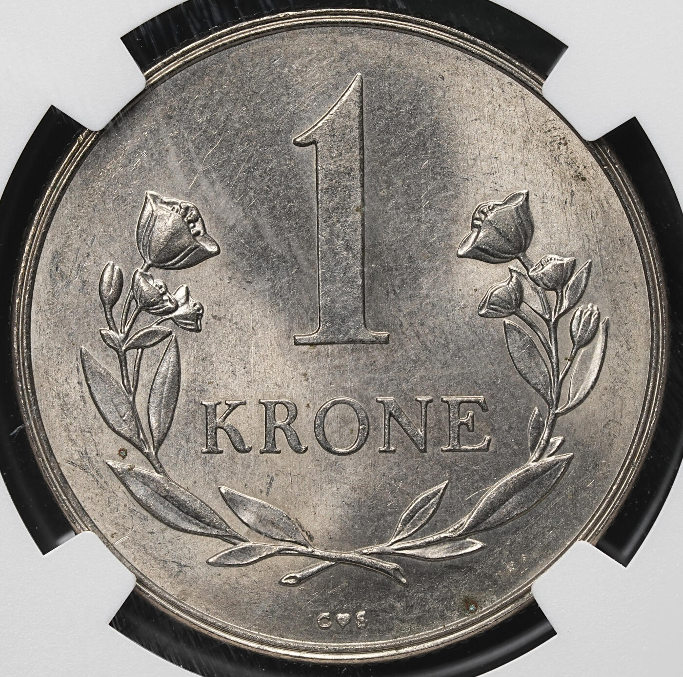 修遠堂世界钱币第103期 NGC MS64 1960年皇家格陵兰贸易公司1克朗