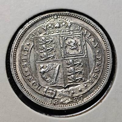 KK钱币收藏小铺  第398期 百期特拍（四拍之二） 2月预留时间 周末发货 -  1887英国维多利亚女王6便士银币 深打状态