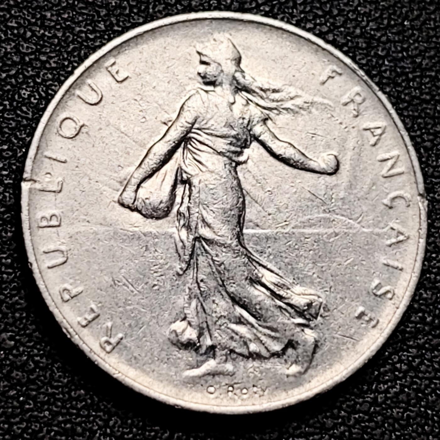 泉币菌-第180场- 精品福利场 法国早期（1961年）1法郎镍币  播种女神 入欧前 末版 绝版币