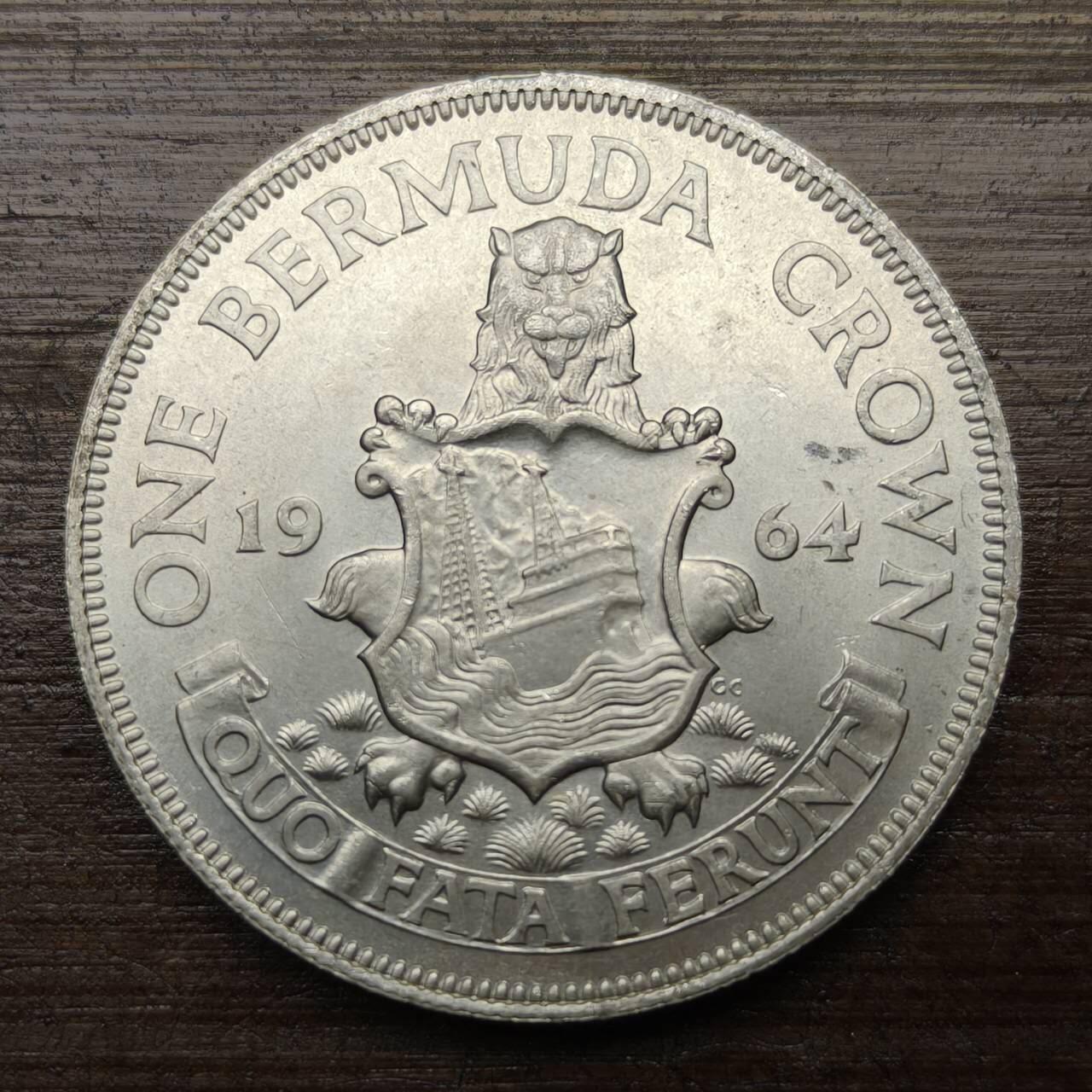 【春节前最后一拍，下一场3.3号】★第139加场★银币专场 不寄存，200包邮。不满200元，支付5元运费。《接受代拍 代送NGC评级》 147【无寄存】英属百慕大 1964年 1克朗 银币