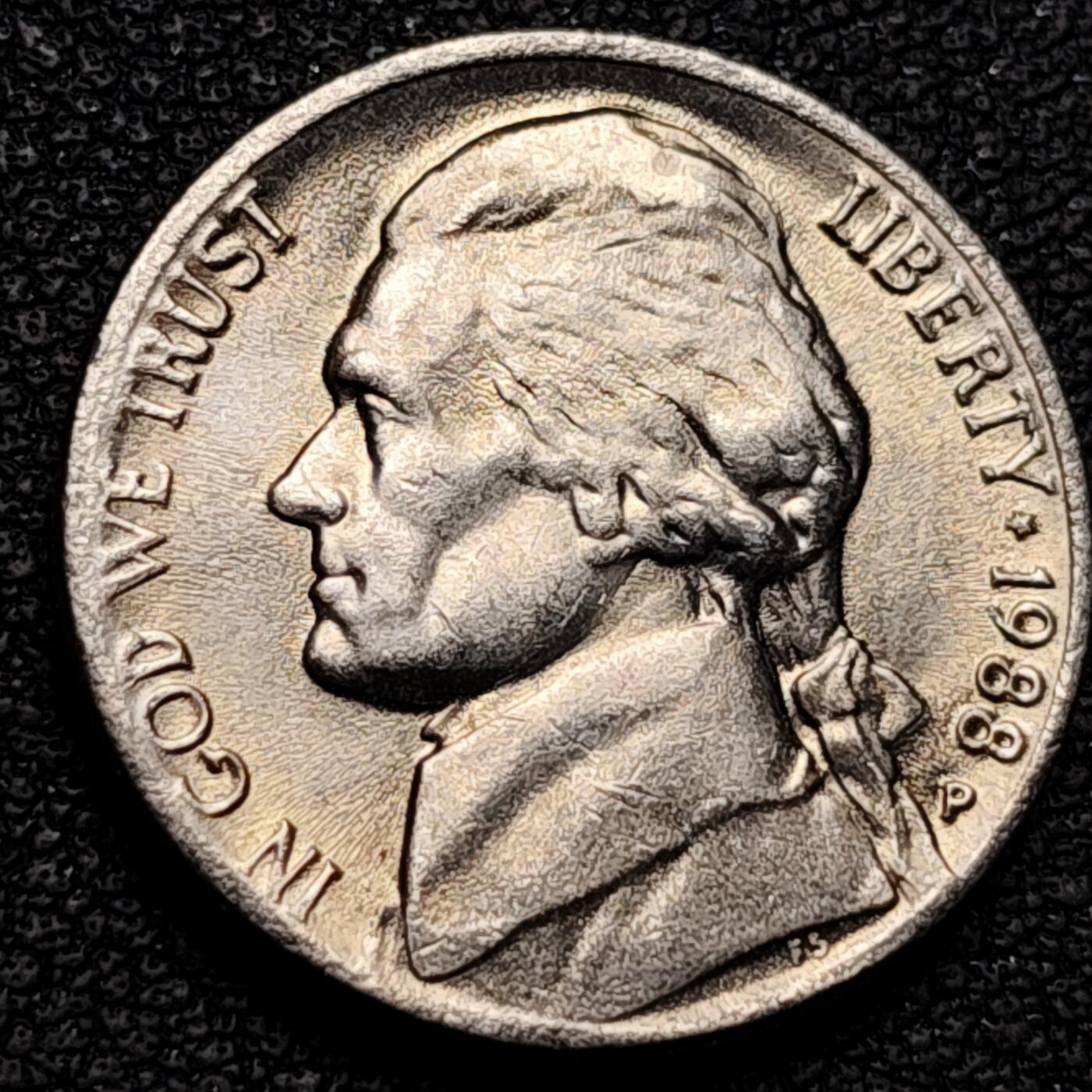 泉币菌-第180场- 精品福利场 原光美品 美国1988年5美分纪念币 杰斐逊 及 故居蒙蒂塞洛庄园 21mm 