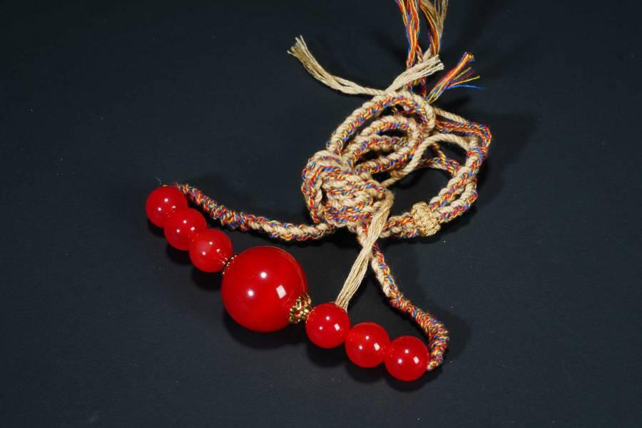 上海都达杂项专场十八（全场包邮） 天然红玛瑙锁骨链挂件 附鉴定证书