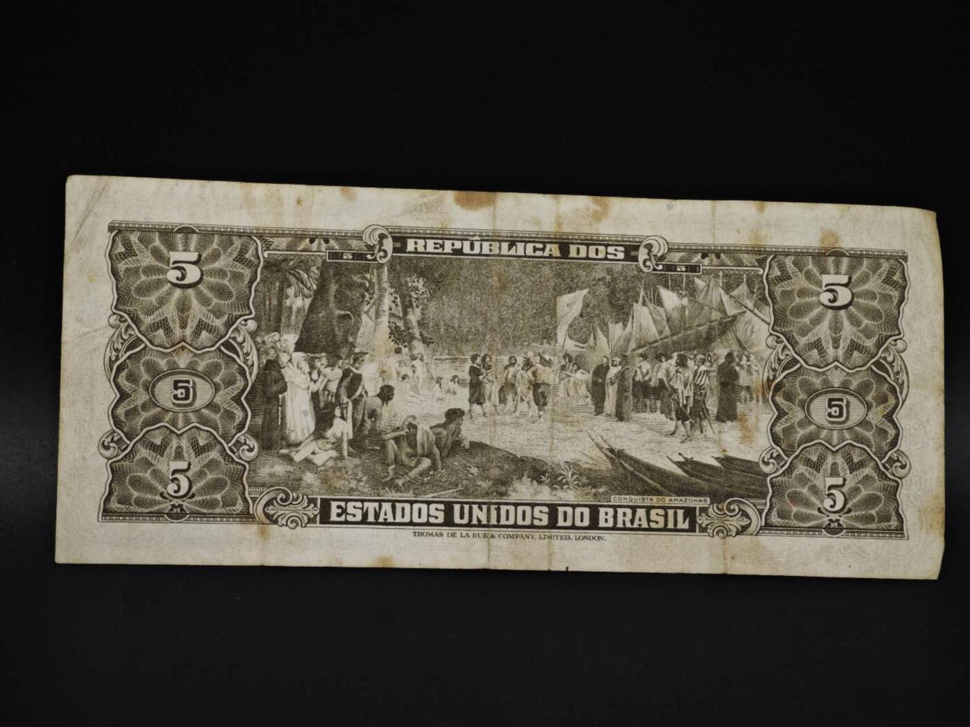 【淘币小摊】实时拍第八百五十九拍   无佣金福利纸币场   满百包邮可预留二周 每周一统一发货   巴西5克鲁塞罗纸币【有折】