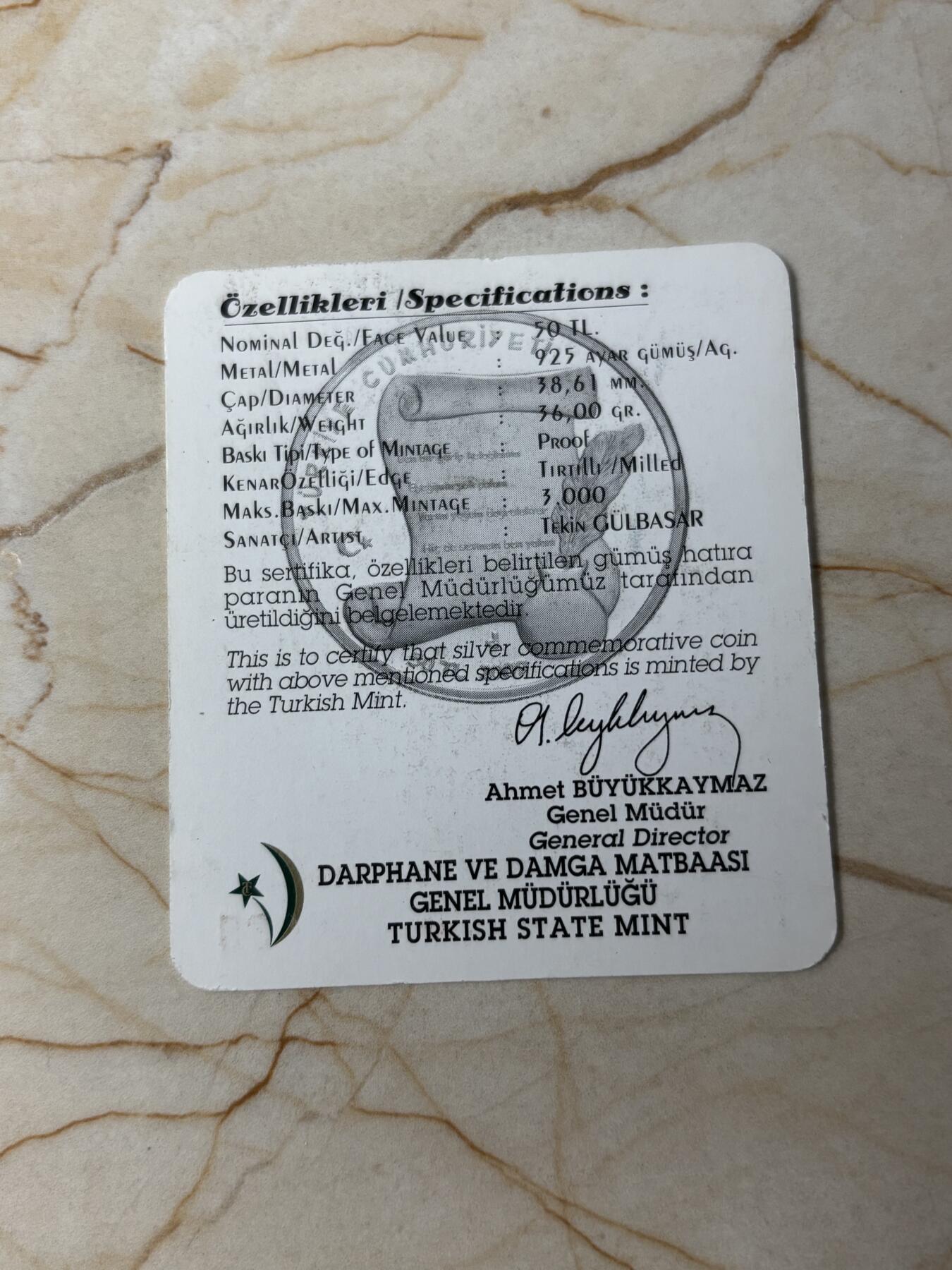 第190期拍卖 2009年土耳其小毛驴纪念银币NGC-PF69  36.8g,925