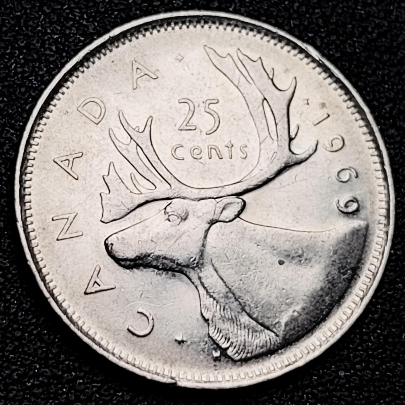 泉币菌-第180场- 精品福利场 1969年加拿大25分 驯鹿23.88mm 