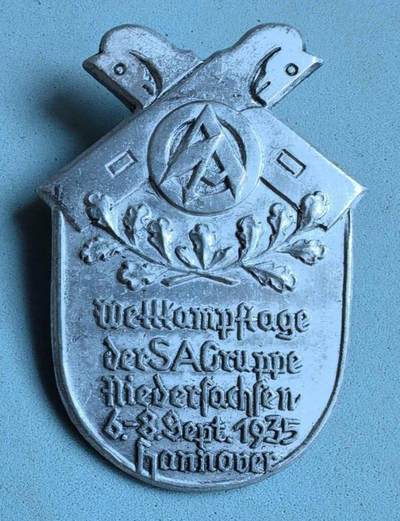 盛世勋华——号角文化勋章邮票专场拍卖第303期 - 德国（1939）1935年冲锋队下萨克森体育竞赛纪念证章 带厂标