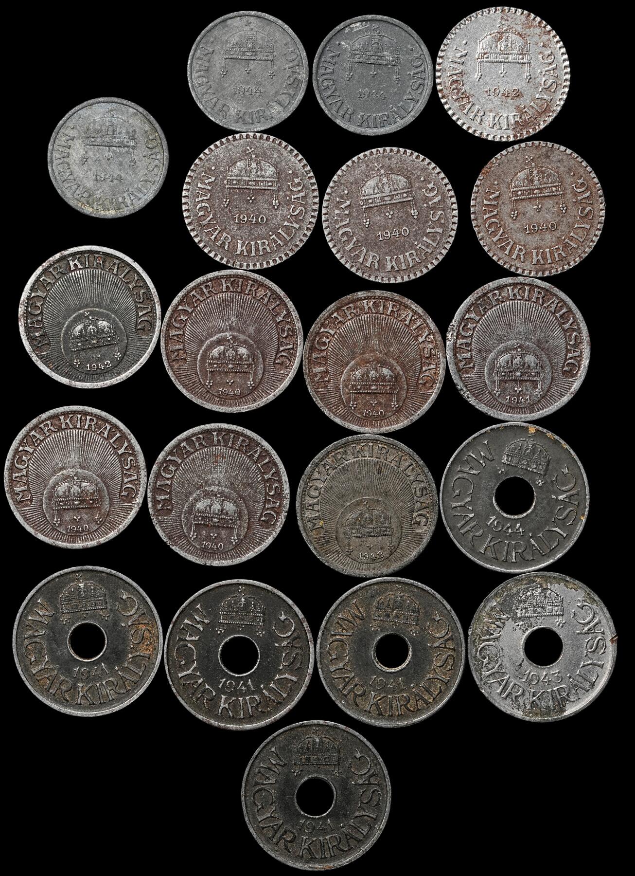 修遠堂世界钱币第103期 二战匈牙利铁，锌币一组