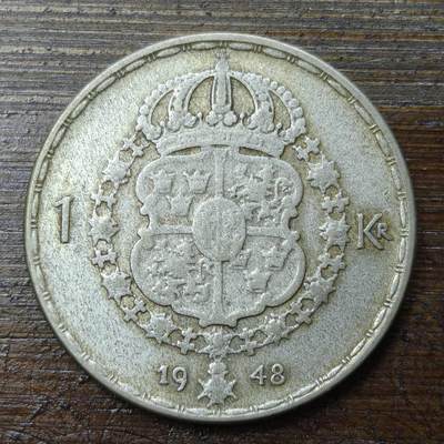 【春节前最后一拍，下一场3.3号】★第139加场★银币专场 不寄存，200包邮。不满200元，支付5元运费。《接受代拍 代送NGC评级》 - 102【无寄存】1948年 瑞典 1克朗 银币