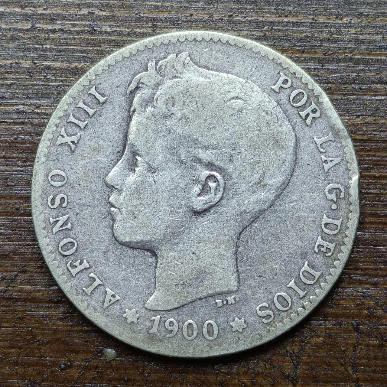 【春节前最后一拍，下一场3.3号】★第139加场★银币专场 不寄存，200包邮。不满200元，支付5元运费。《接受代拍 代送NGC评级》 104【无寄存】1900年 西班牙 1比塞塔 银币