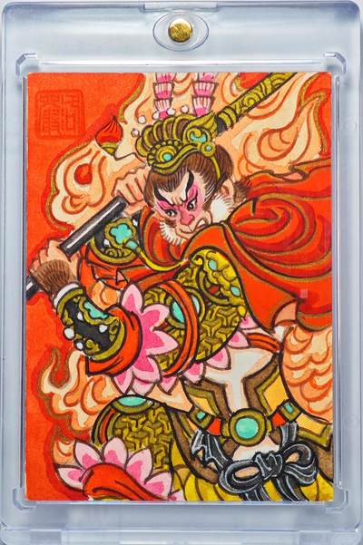 白泽拍卖卡牌手绘专场第32期（愿得长如此 年年物侯新） - 2025 赵洛严手绘卡 齐天大圣  赵洛严亲签 卡砖封装