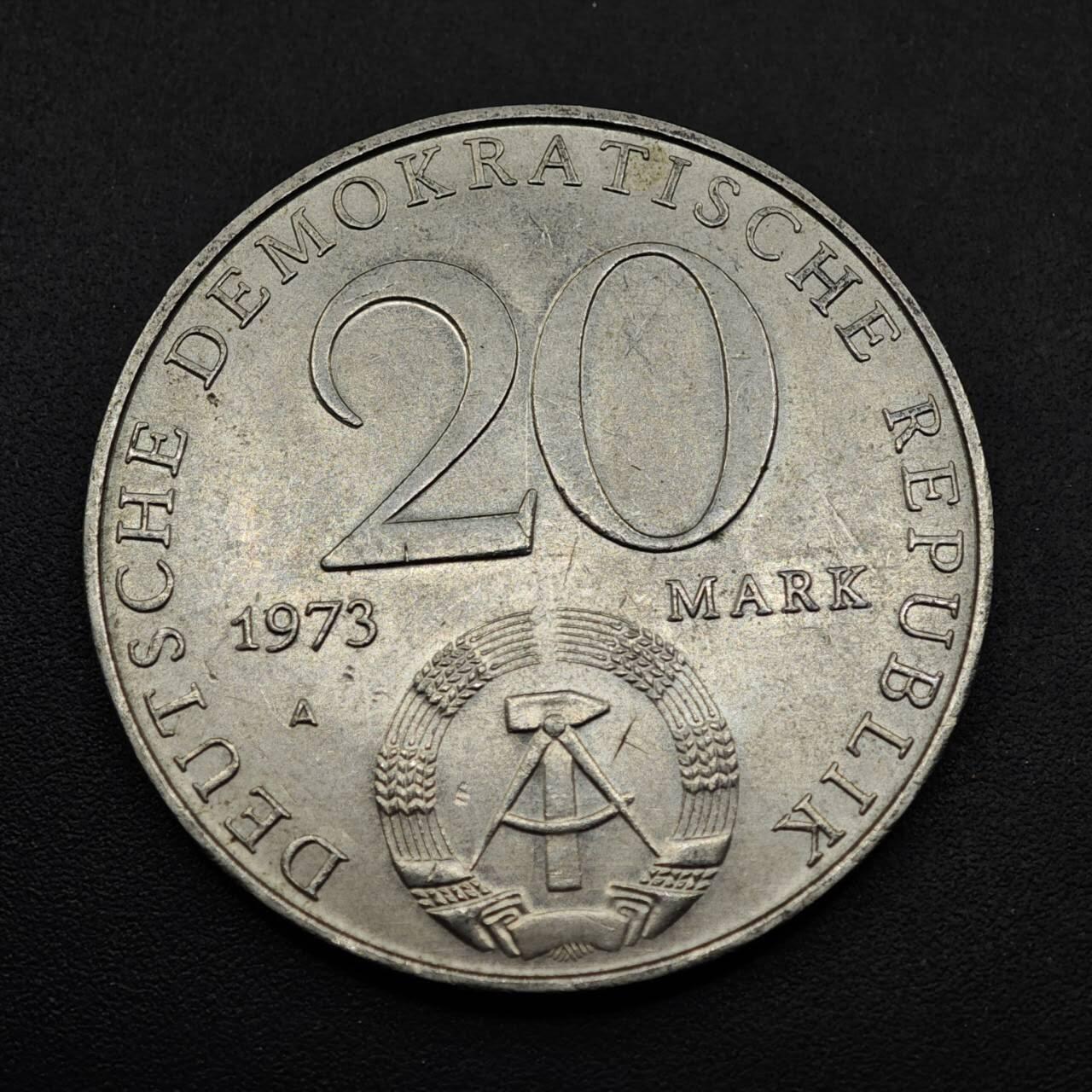 【淘币小摊】限时拍第八百五十八拍  散币场  满百包邮可预留两周  周一统一发货  东德1973年20马克纪念币