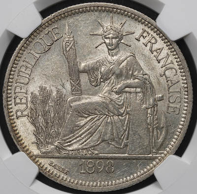 修遠堂世界钱币第103期 - NGC AU58 1898年法属印支坐人大银币