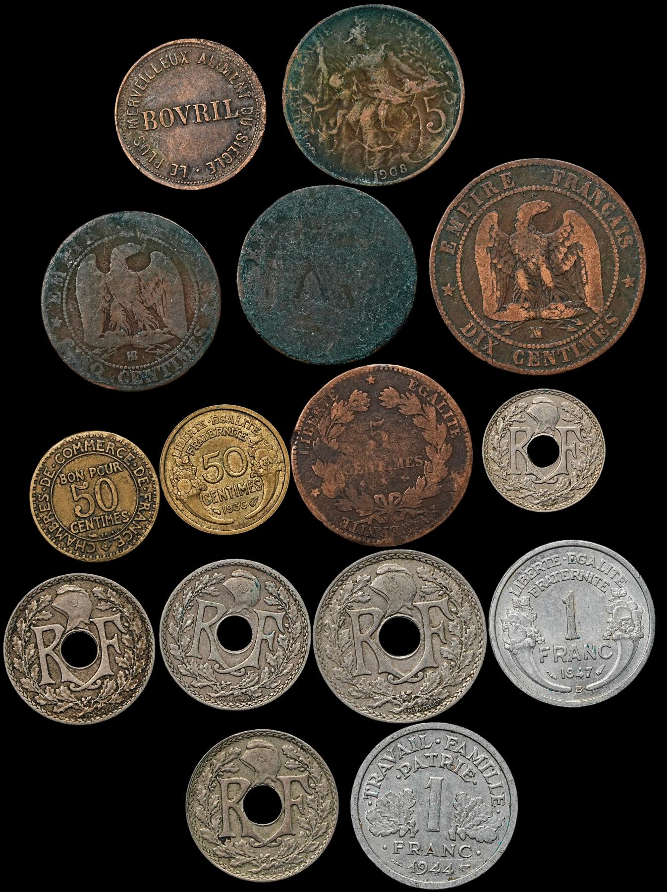 修遠堂世界钱币第103期 法国旧钱币一组