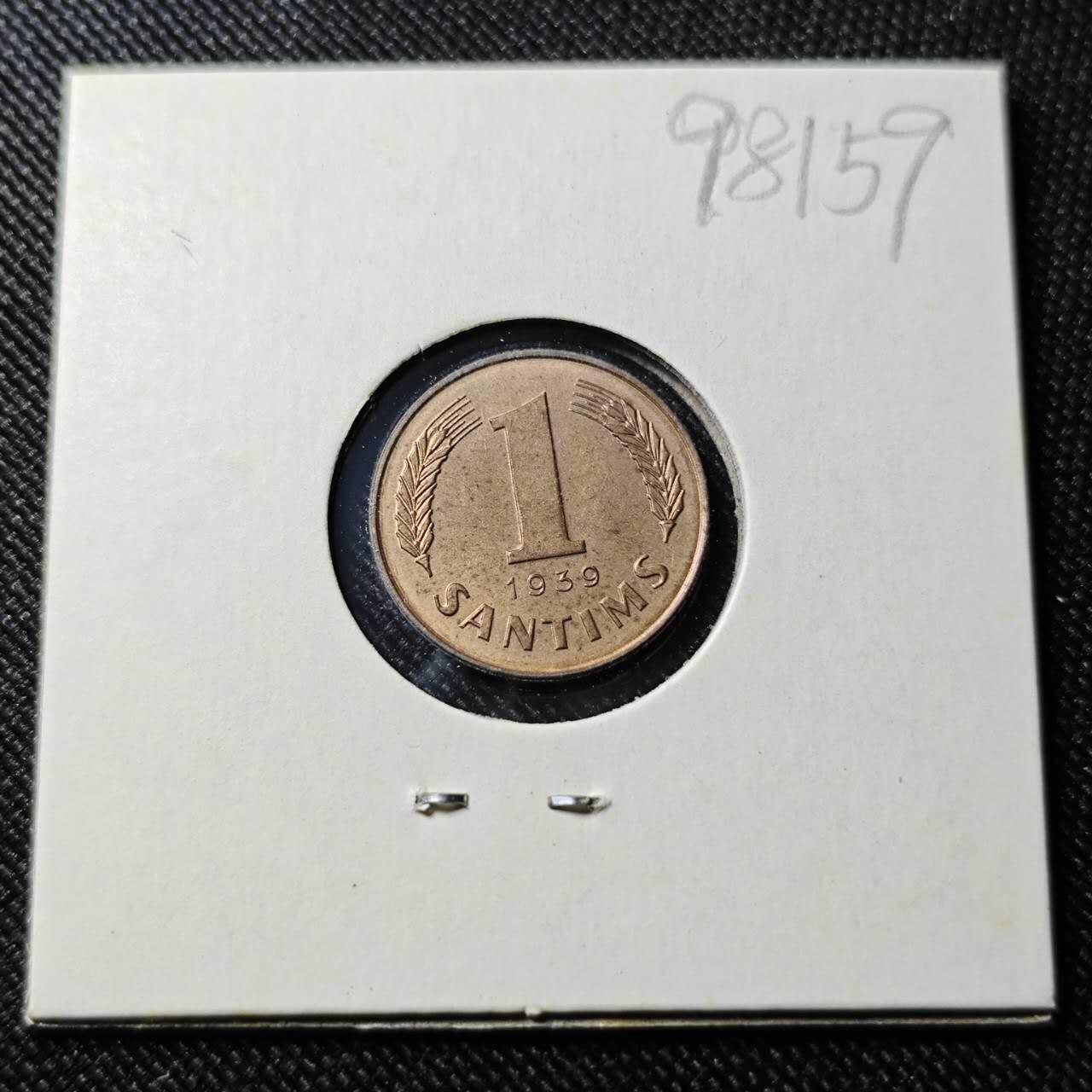 KK钱币收藏小铺  第398期 百期特拍（四拍之二） 2月预留时间 周末发货  1939拉脱维亚1分铜币 好品