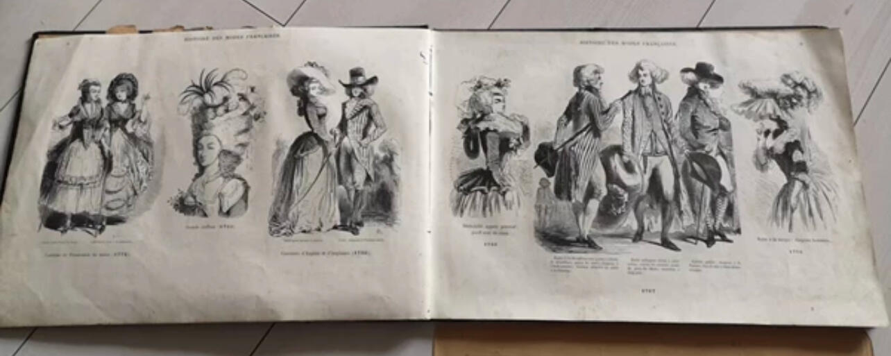 欧洲19世纪法国时尚男女服装设计原版画册老图册书（接受交换朝鲜勋章奖章）