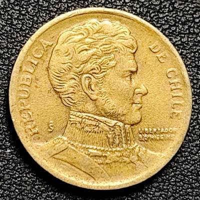 泉币菌-第180场- 精品福利场 - 智利10比索青铜币 独立战争领袖奥希金斯 21MM 