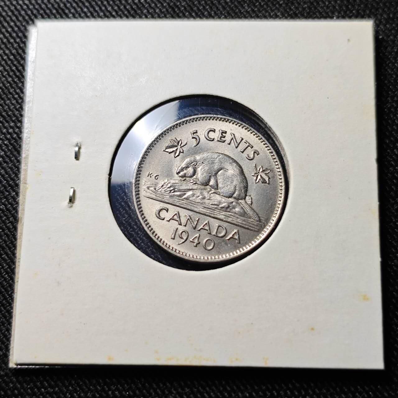 KK钱币收藏小铺  第398期 百期特拍（四拍之二） 2月预留时间 周末发货  1940加拿大乔六5分 好品镍币 好品稀少！