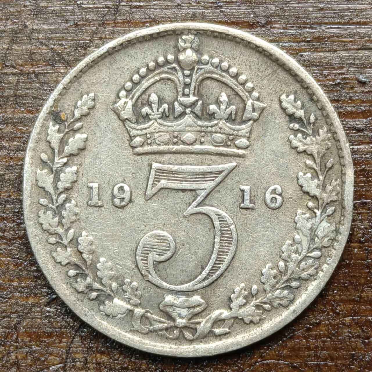 【春节前最后一拍，下一场3.3号】★第139加场★银币专场 不寄存，200包邮。不满200元，支付5元运费。《接受代拍 代送NGC评级》 140【无寄存】英国 1916年 3便士 银币