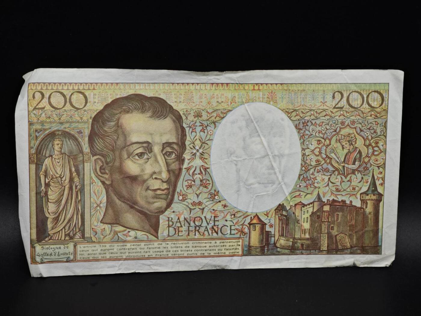 【淘币小摊】实时拍第八百五十九拍   无佣金福利纸币场   满百包邮可预留二周 每周一统一发货   法国200法郎纸币【有折】