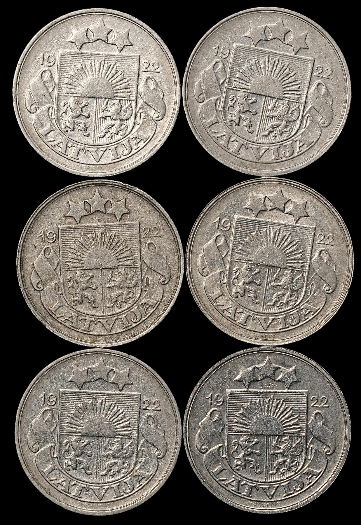 修遠堂世界钱币第103期 拉脱维亚共和国20桑提姆（Santīmi）一组