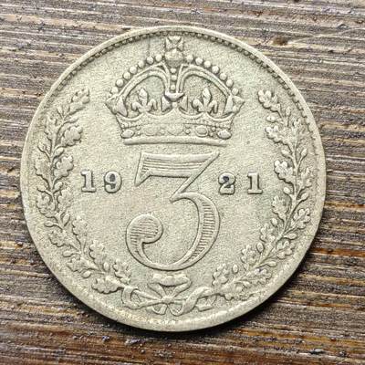 【春节前最后一拍，下一场3.3号】★第139加场★银币专场 不寄存，200包邮。不满200元，支付5元运费。《接受代拍 代送NGC评级》 - 107【无寄存】英国 1921年 3便士 银币