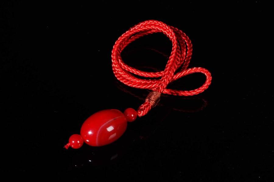 上海都达杂项专场十八（全场包邮） 天然红玛瑙路路通吊坠挂件 附鉴定证书