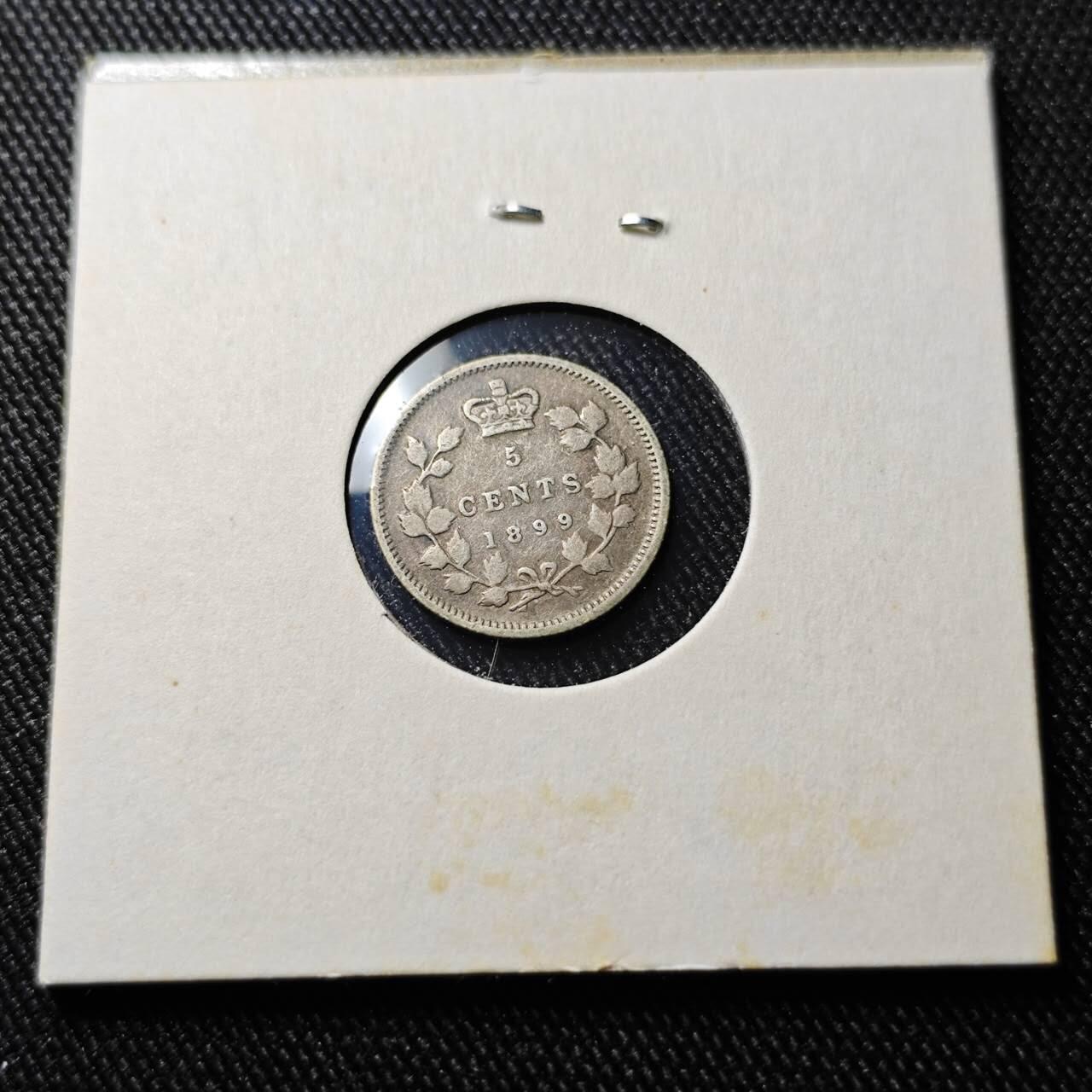 KK钱币收藏小铺  第398期 百期特拍（四拍之二） 2月预留时间 周末发货 1899英属加拿大维多利亚女王5分银币 